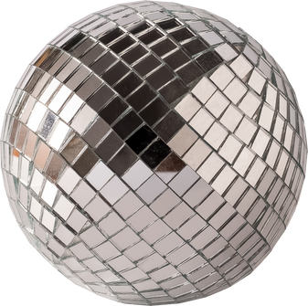 Mirror disco ball isolated object. Brilliant decoration, silver decor.